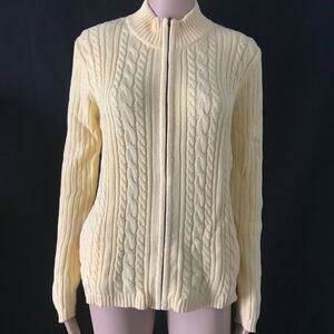 Studio Works Yellow Cable Knit Full Zip Sweater M